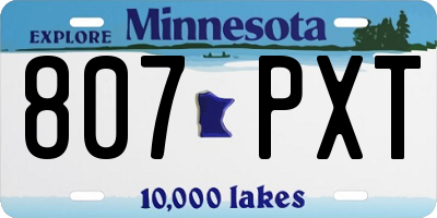 MN license plate 807PXT