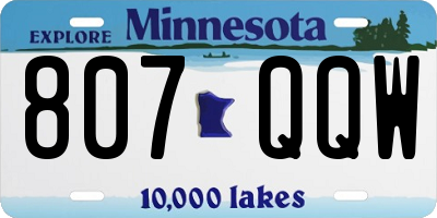 MN license plate 807QQW