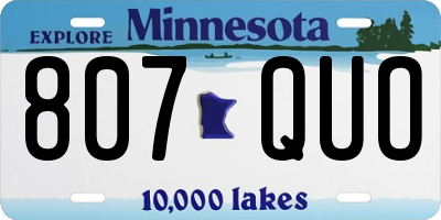 MN license plate 807QUO