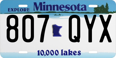 MN license plate 807QYX