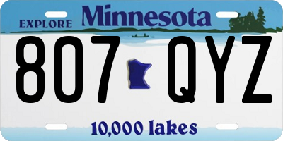MN license plate 807QYZ