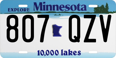 MN license plate 807QZV