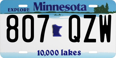 MN license plate 807QZW