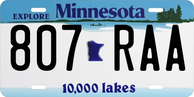 MN license plate 807RAA