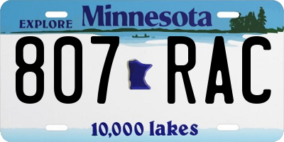 MN license plate 807RAC