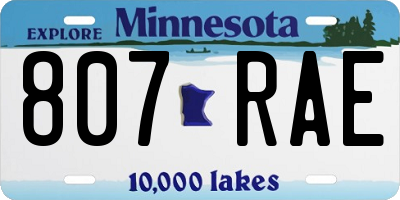 MN license plate 807RAE