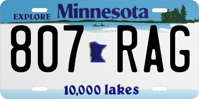 MN license plate 807RAG