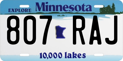 MN license plate 807RAJ