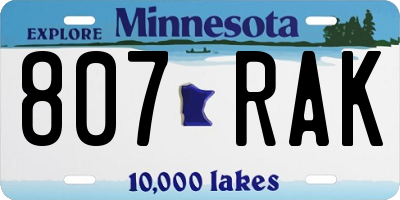 MN license plate 807RAK