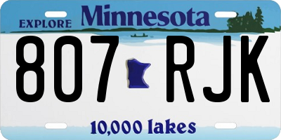 MN license plate 807RJK
