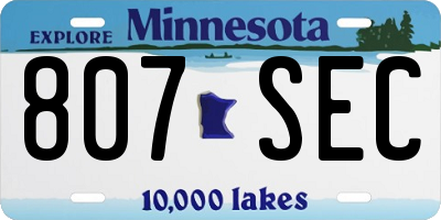 MN license plate 807SEC