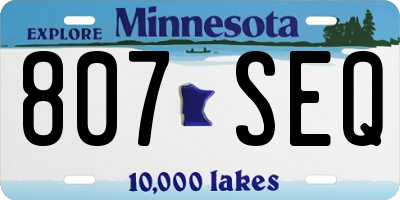 MN license plate 807SEQ
