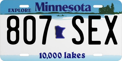 MN license plate 807SEX