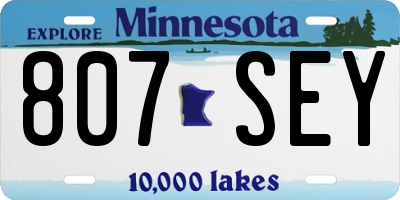 MN license plate 807SEY