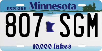MN license plate 807SGM
