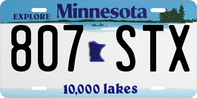 MN license plate 807STX