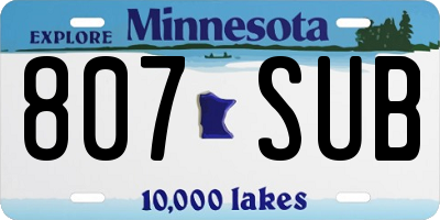 MN license plate 807SUB