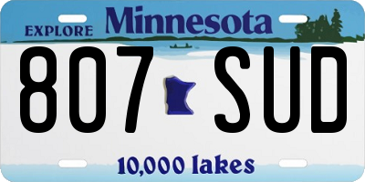 MN license plate 807SUD
