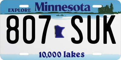 MN license plate 807SUK