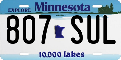 MN license plate 807SUL