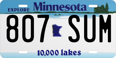 MN license plate 807SUM