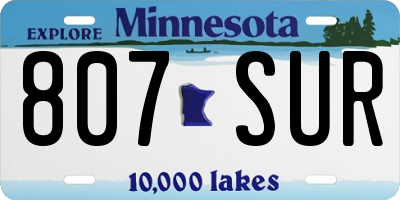 MN license plate 807SUR