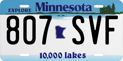 MN license plate 807SVF