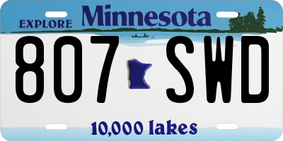 MN license plate 807SWD
