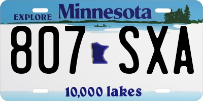 MN license plate 807SXA