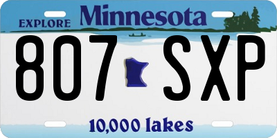 MN license plate 807SXP