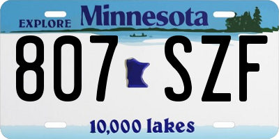 MN license plate 807SZF