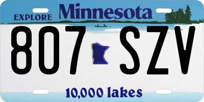 MN license plate 807SZV