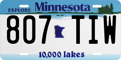 MN license plate 807TIW