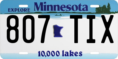 MN license plate 807TIX