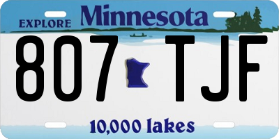 MN license plate 807TJF