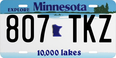 MN license plate 807TKZ