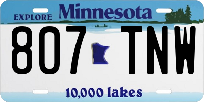 MN license plate 807TNW