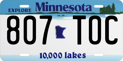 MN license plate 807TOC