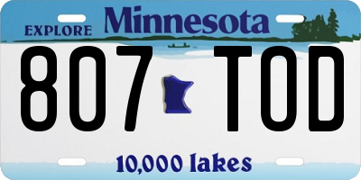 MN license plate 807TOD