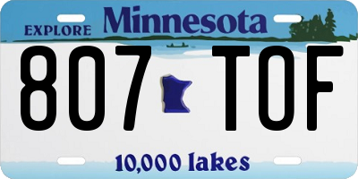 MN license plate 807TOF