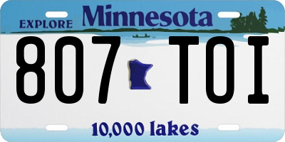 MN license plate 807TOI