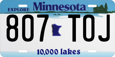 MN license plate 807TOJ