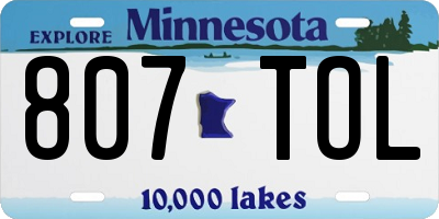 MN license plate 807TOL
