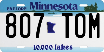 MN license plate 807TOM