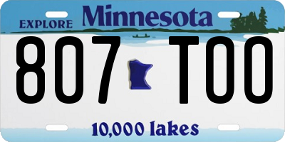MN license plate 807TOO