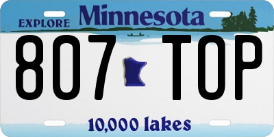 MN license plate 807TOP