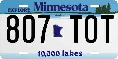 MN license plate 807TOT