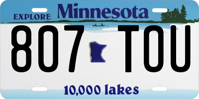 MN license plate 807TOU