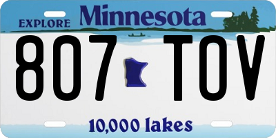 MN license plate 807TOV