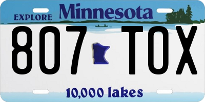 MN license plate 807TOX